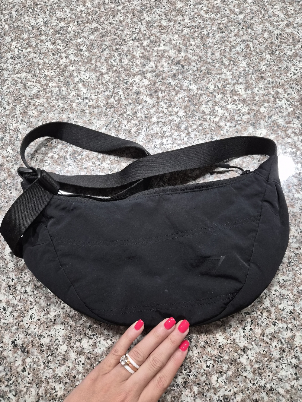 Gymshark Black Crescent Crossbody Bag with Adjustable Strap